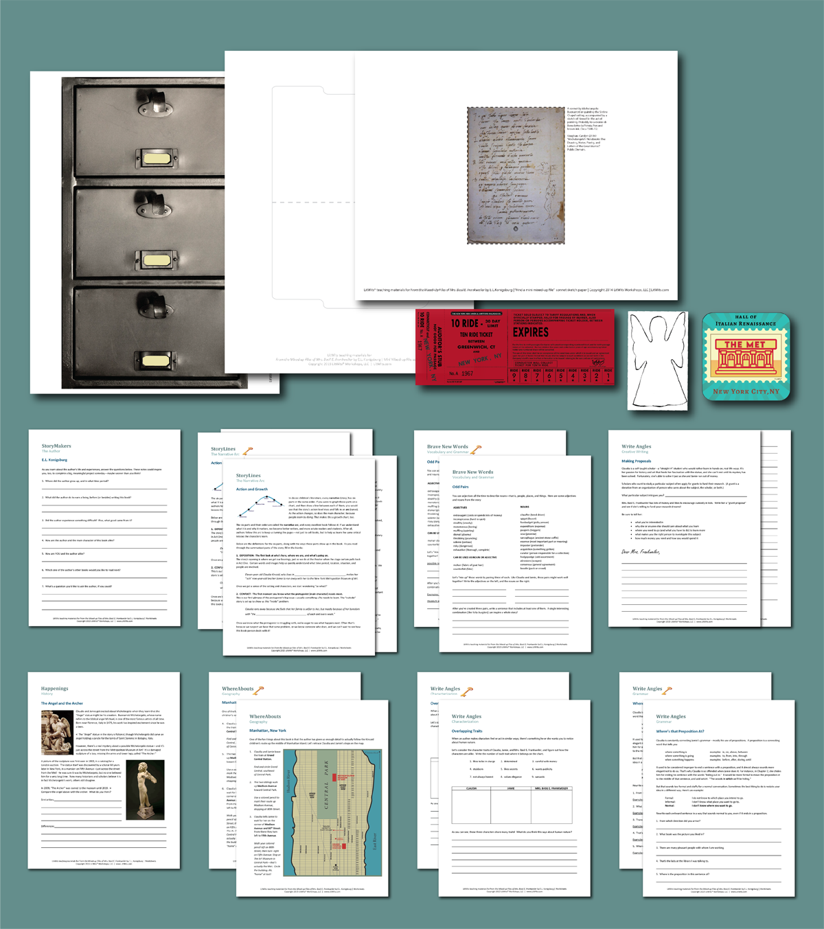Preview of LitWits printables set for teaching FROM THE MIXED-UP FILES OF MRS. BASIL E. FRANKWEILER - activity printables and worksheets 