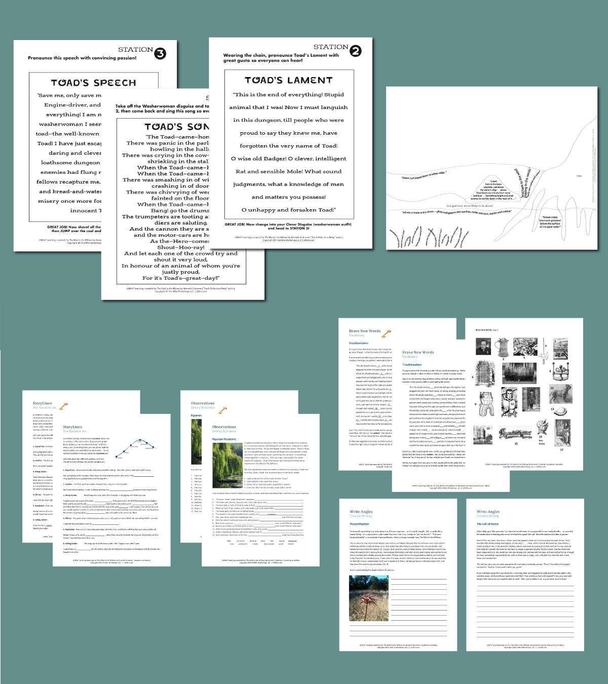 Preview of the LitWits Printables Set for THE WIND IN THE WILLOWS by Kenneth Grahame