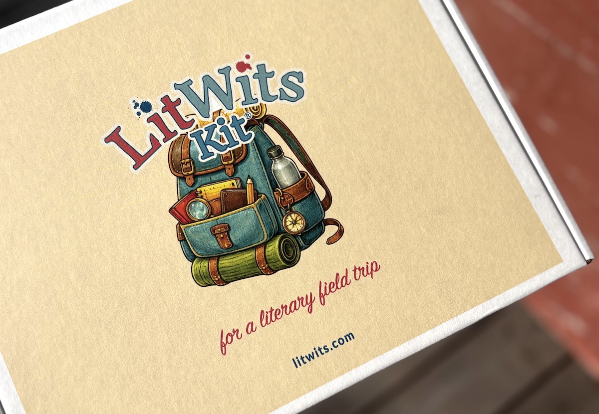 The top of a LitWits Kit of supplies for teaching a great book, LitWits style