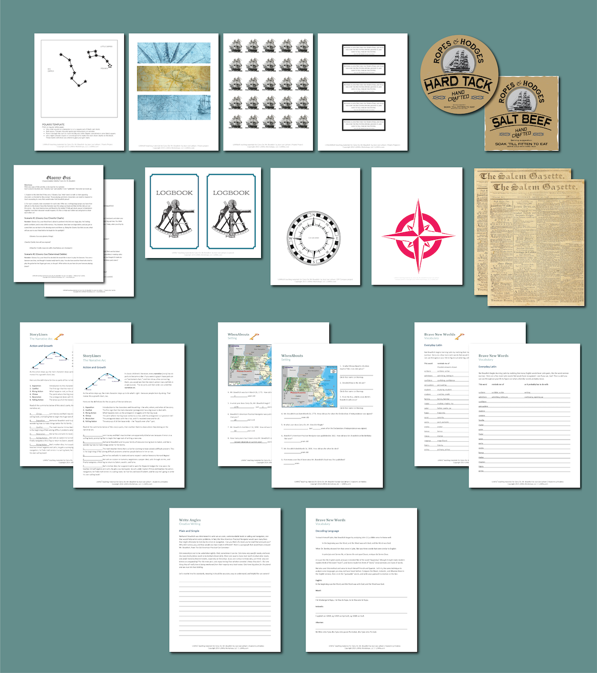 Preview of the LitWits Printables Set for CARRY ON, MR. BOWDITCH by Jean Lee Latham