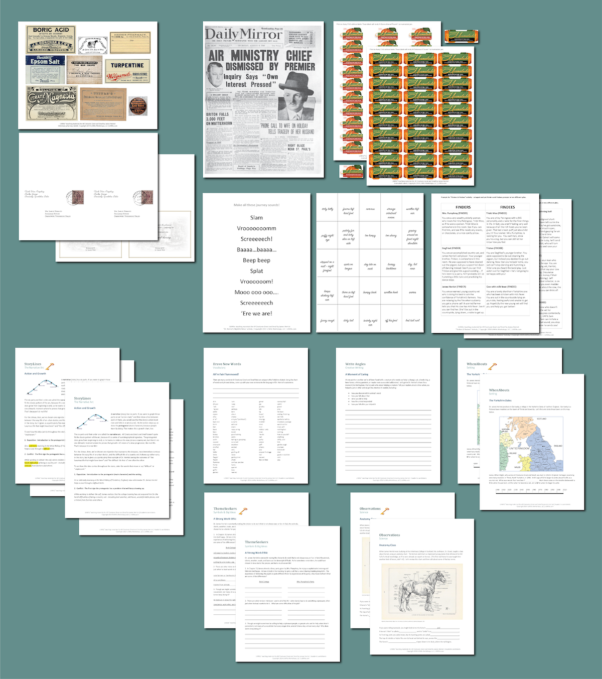 Preview of the LitWits Printables Set for ALL CREATURES GREAT AND SMALL by James Herriot