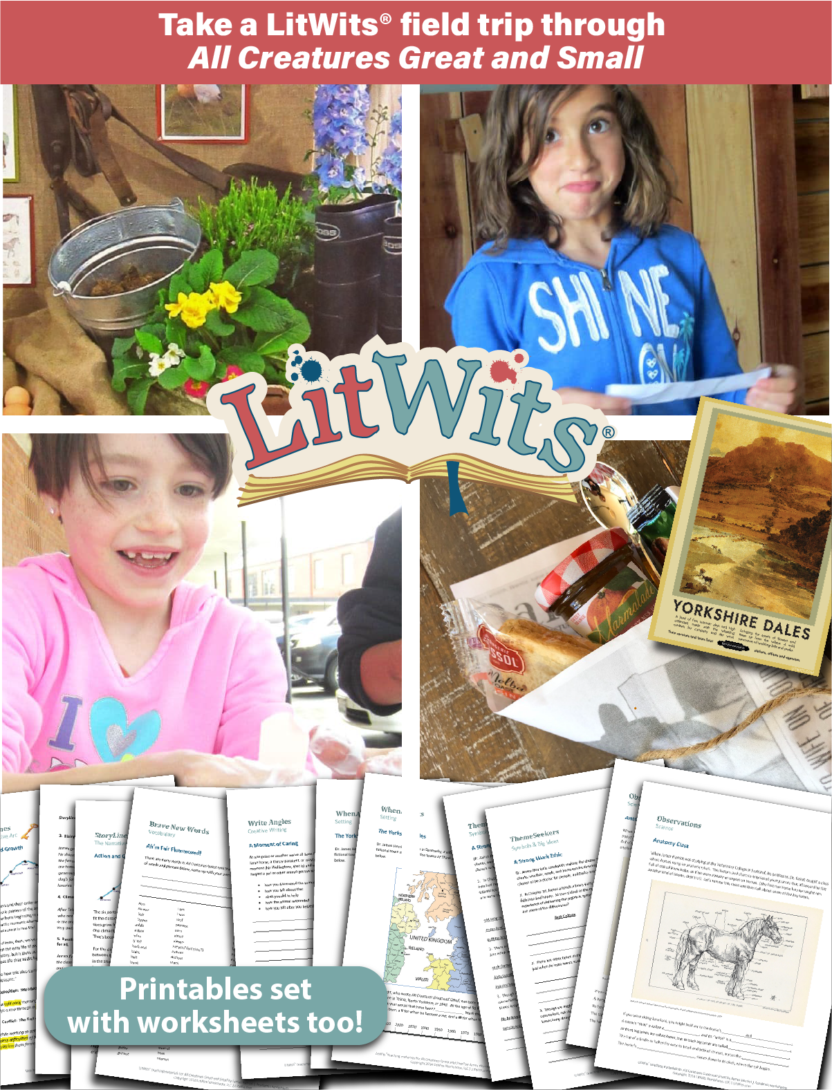 Images of kids having fun "doing" a great book, using LitWits creative teaching ideas and printables.