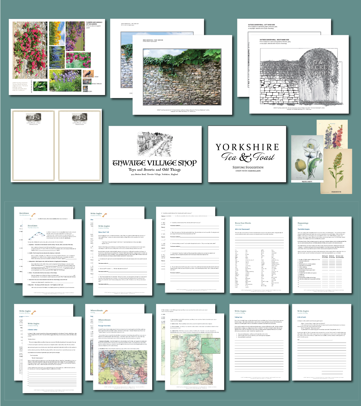 Preview of the LitWits Printables Set for THE SECRET GARDEN by Frances Hodgson Burnett