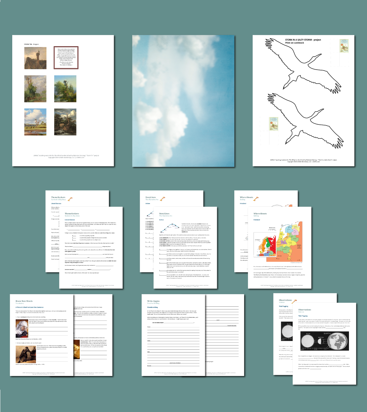 Preview of the LitWits Printables Set for THE WHEEL ON THE SCHOOL by Meindert DeJong