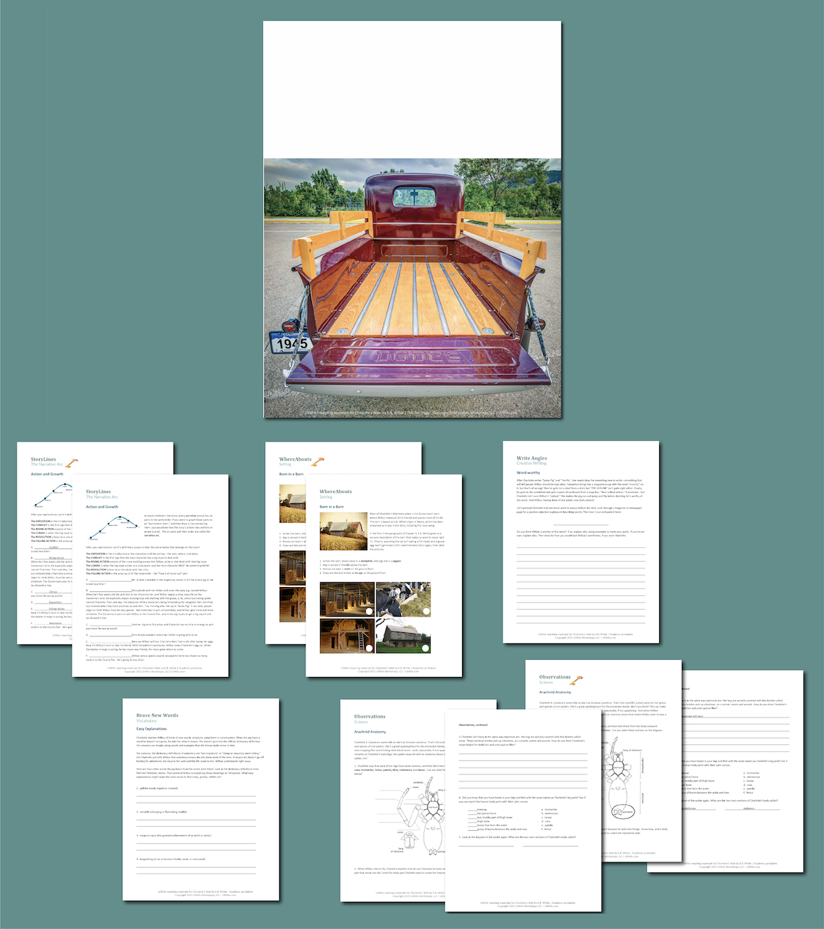 Preview of the LitWits Printables Set for CHARLOTTE'S WEB by E.B. White