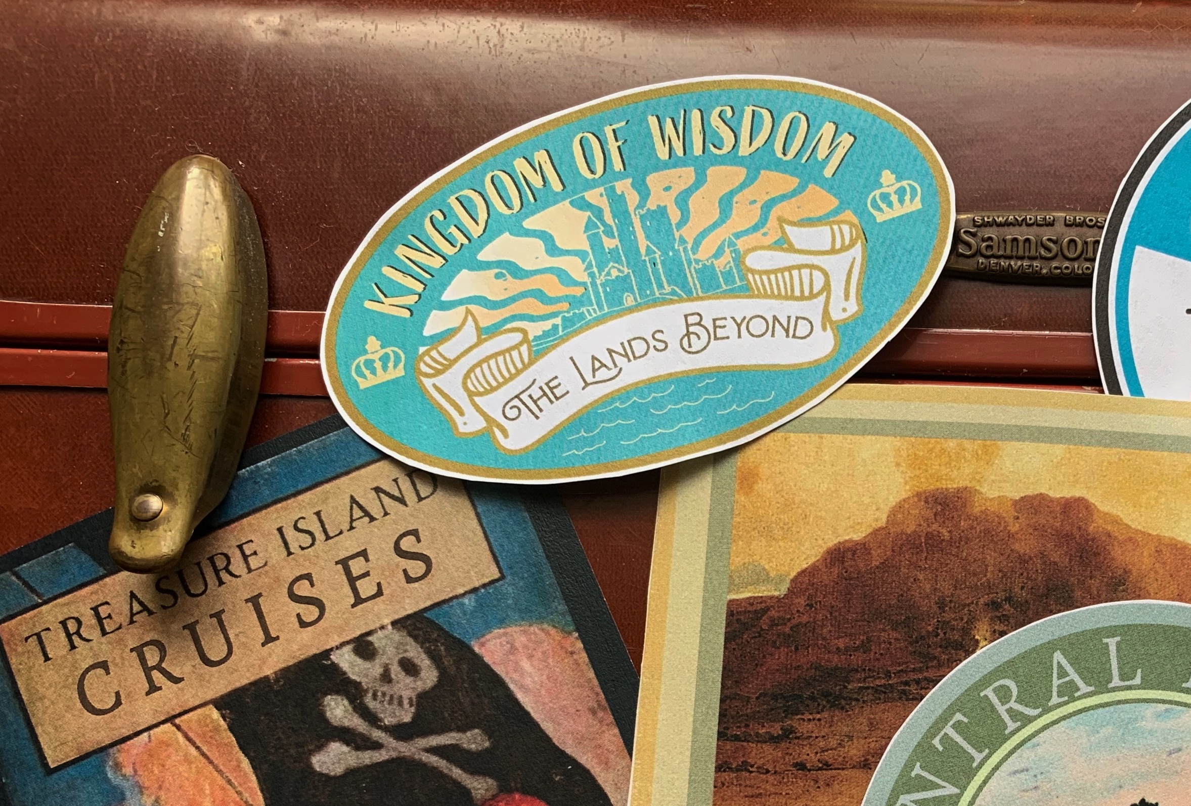 A travel sticker representing a reader's trip through THE PHANTOM TOLLBOOTH by Norton Juster - a LitWits creative teaching idea