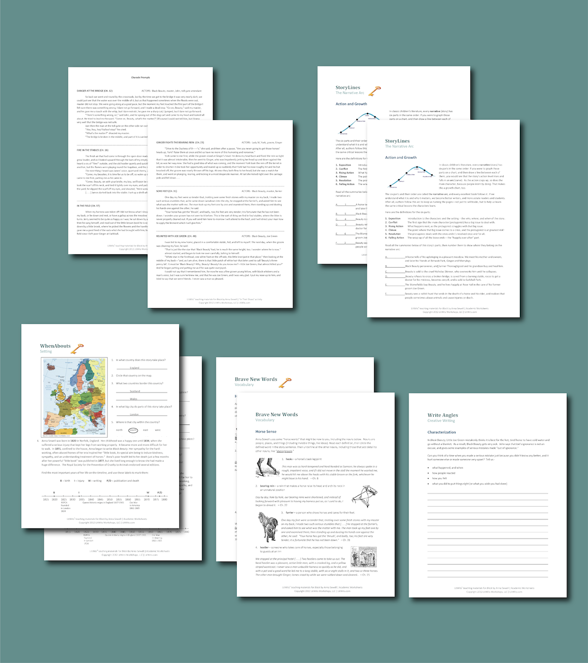 Preview of the LitWits Printables Set for BLACK BEAUTY by Anna Sewell