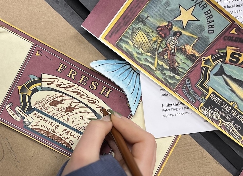 Salmon can label design - activity for teaching GENTLE BEN by Walt Morey - LitWits Workshops