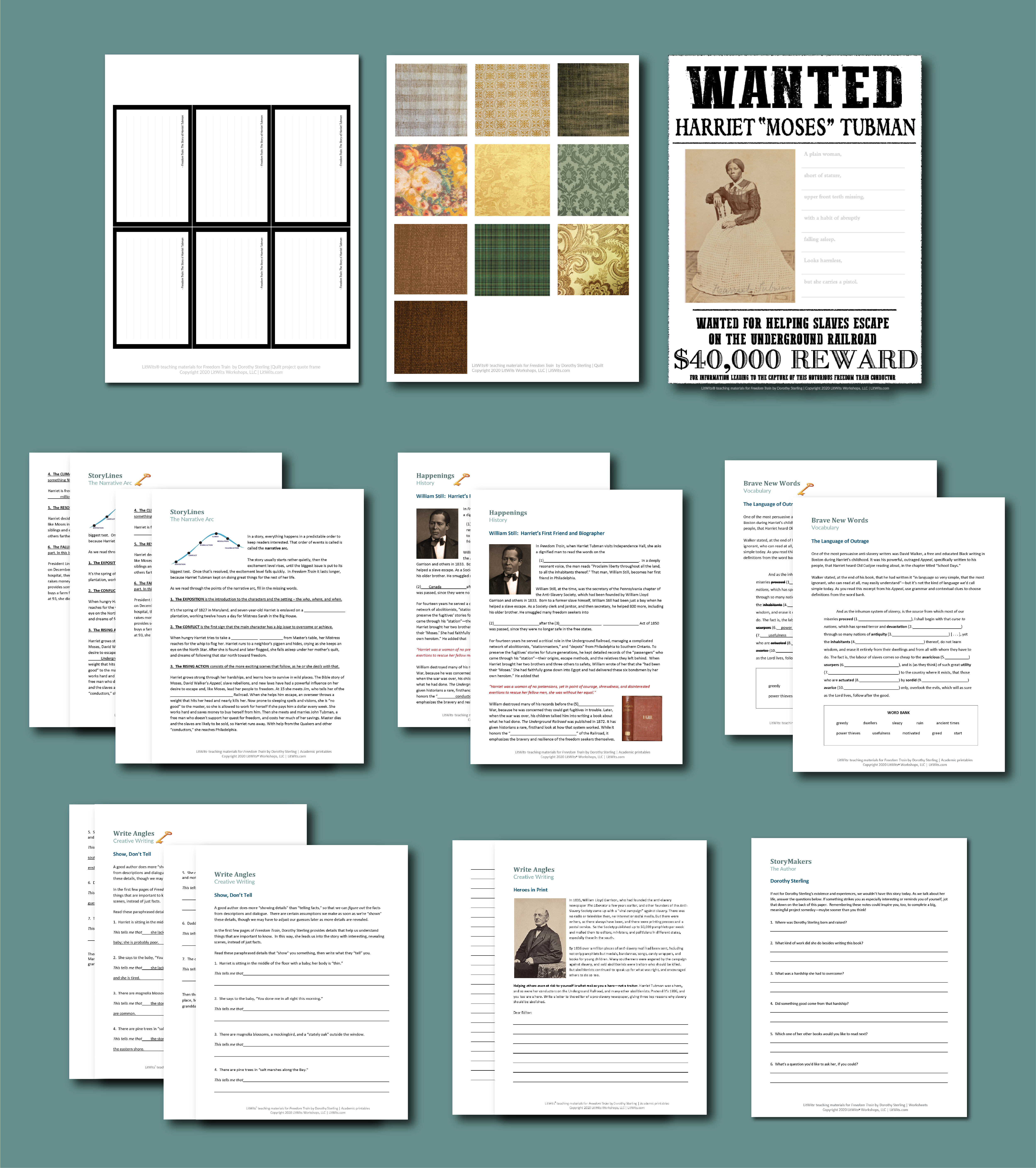 Preview of the LitWits Printables Set for FREEDOM TRAIN: The Story of Harriet Tubman by Dorothy Sterling