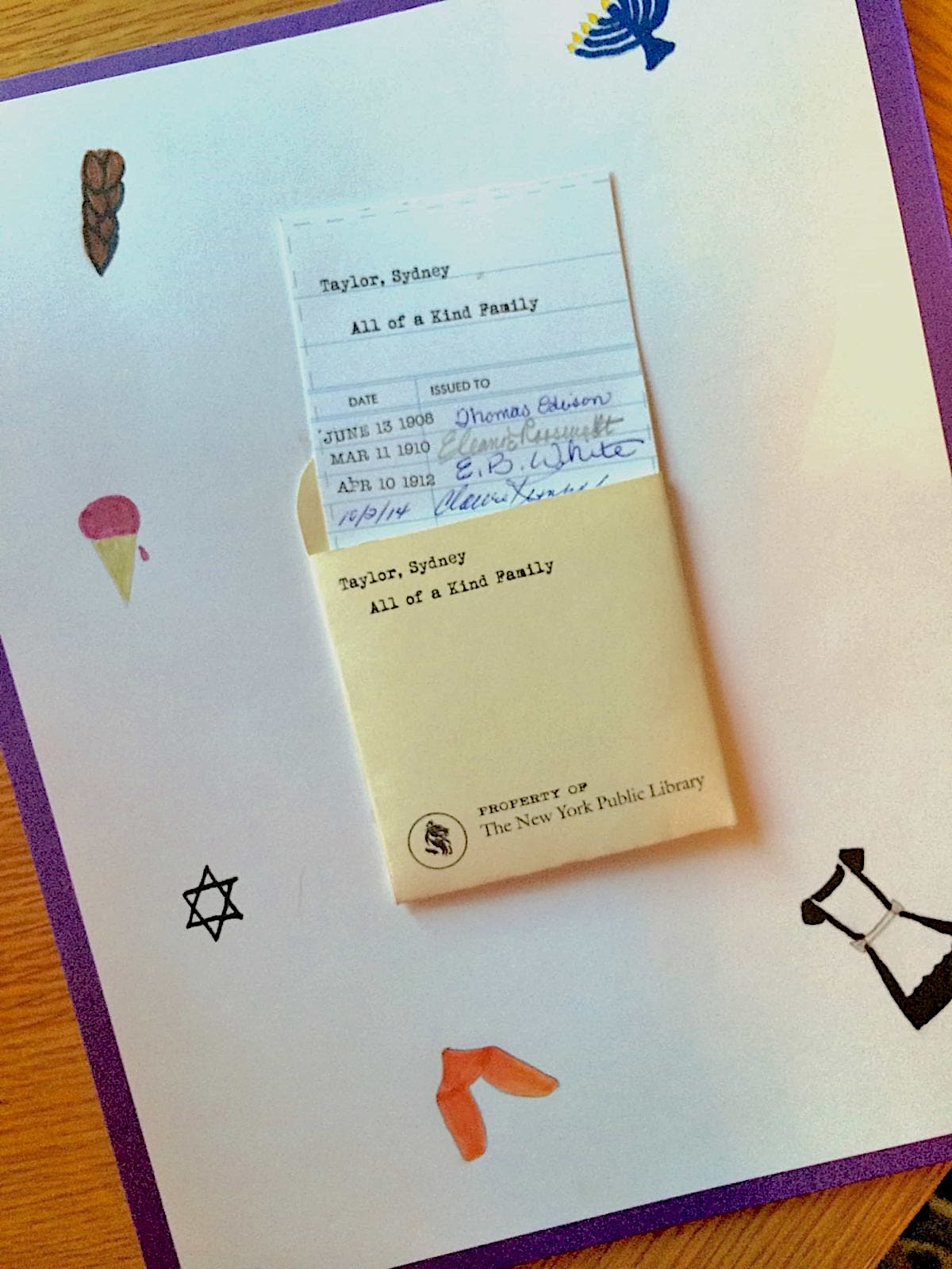 ALL-OF-A-KIND FAMILY by Sydney Taylor -  an old-fashioned library pocket and checkout card