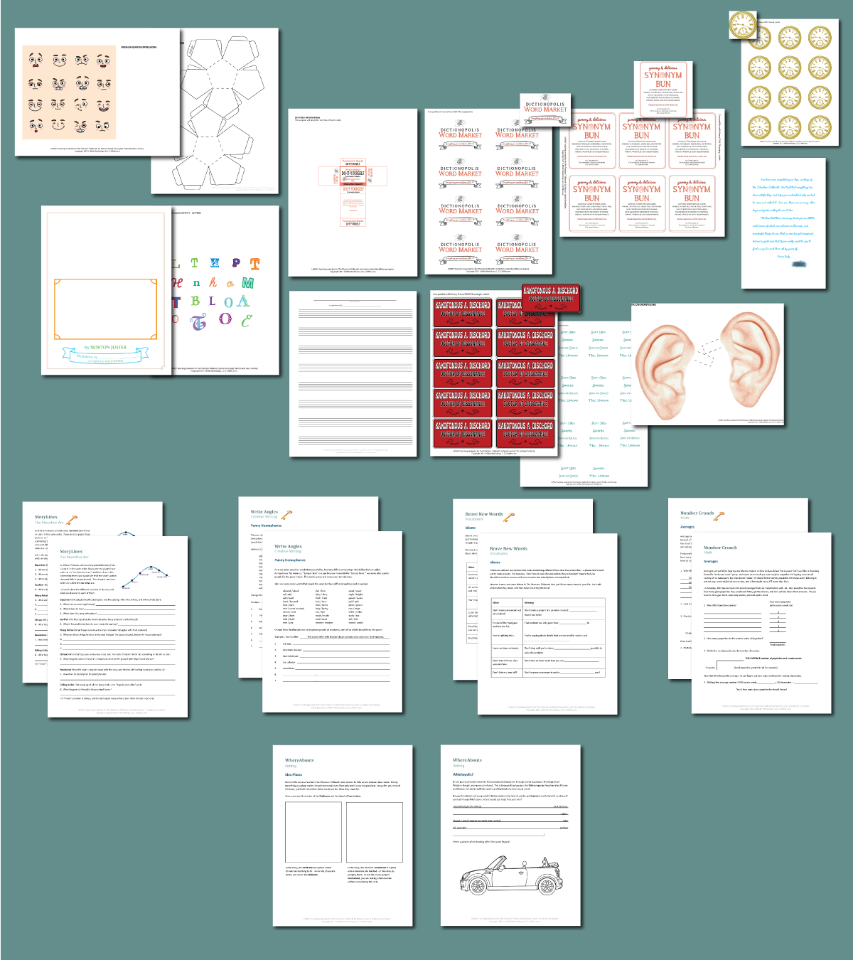 THE PHANTOM TOLLBOOTH by Norton Juster - preview of printables set from LitWits Workshops, for use with our webpage of Creative Teaching Ideas 