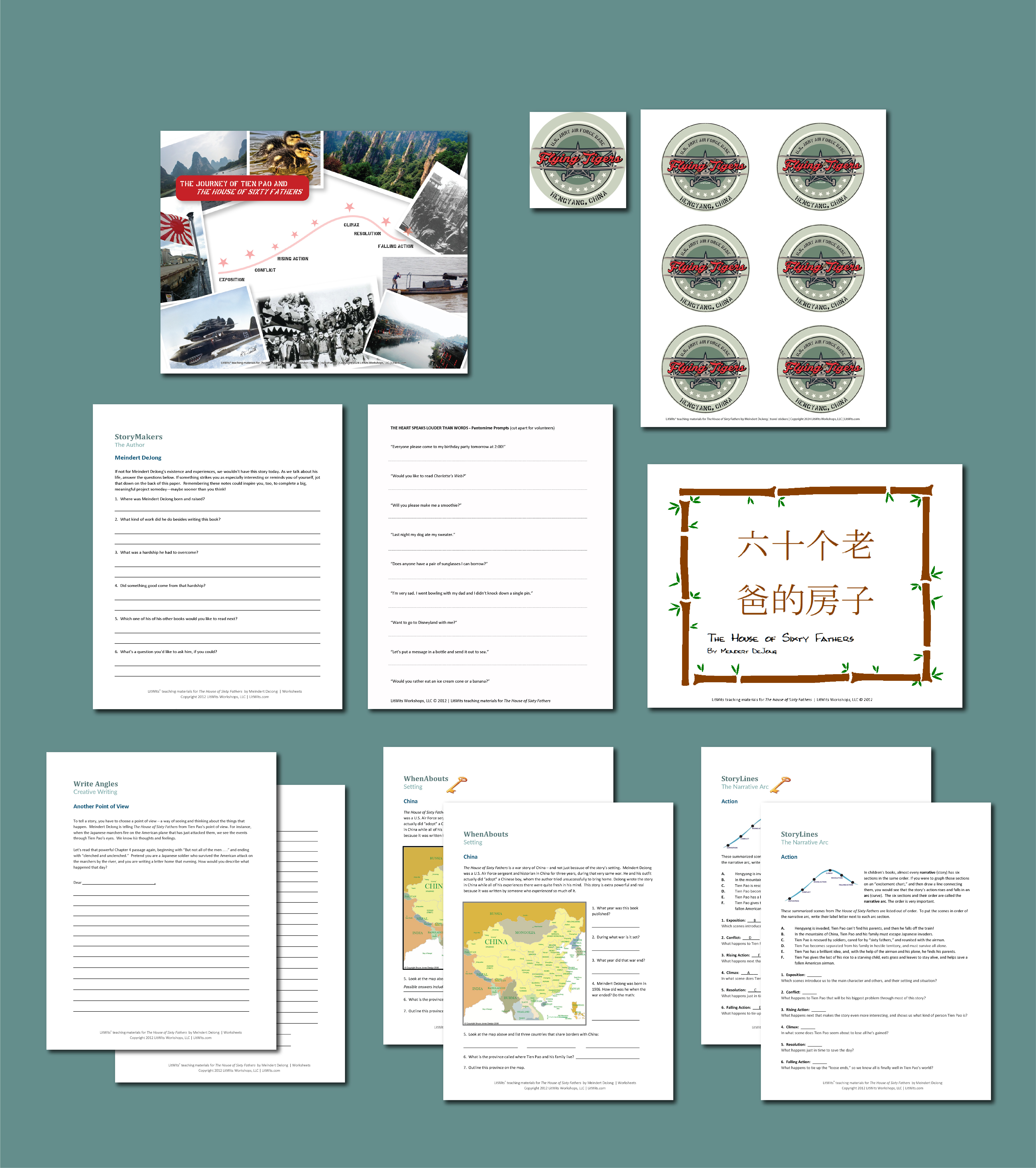 Preview of the LitWits Printables Set for THE HOUSE OF SIXTY FATHERS by Meindert DeJong