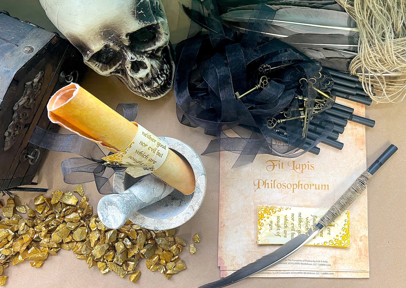 LitWits creative teaching idea for THE TRUMPETER OF KRAKOW by Eric P. Kelly - Transmute brass into gold! (Supplies)