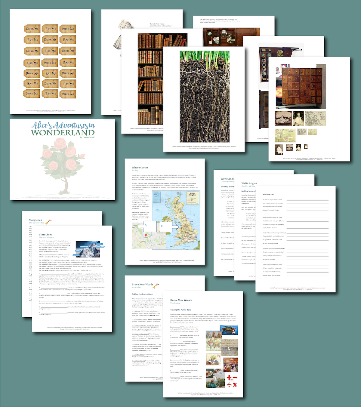 Preview of the LitWits Printables Set for ALICE IN WONDERLAND by Lewis Carroll