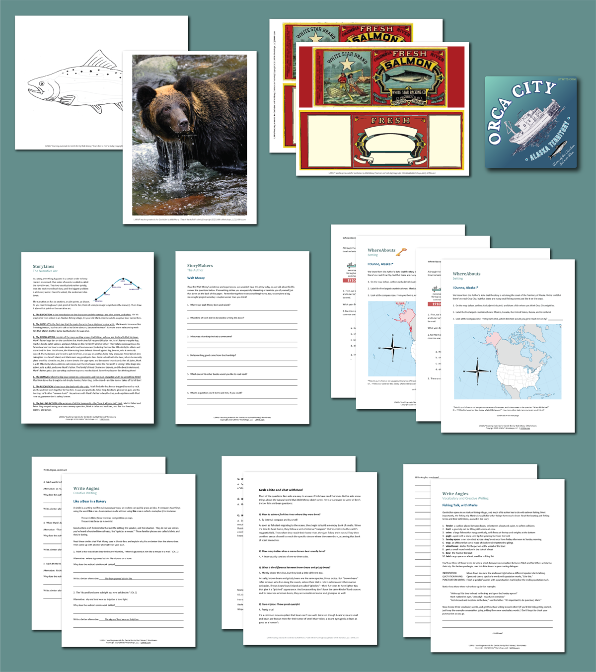 Preview of the LitWits Printables Set for GENTLE BEN by Walt Morey