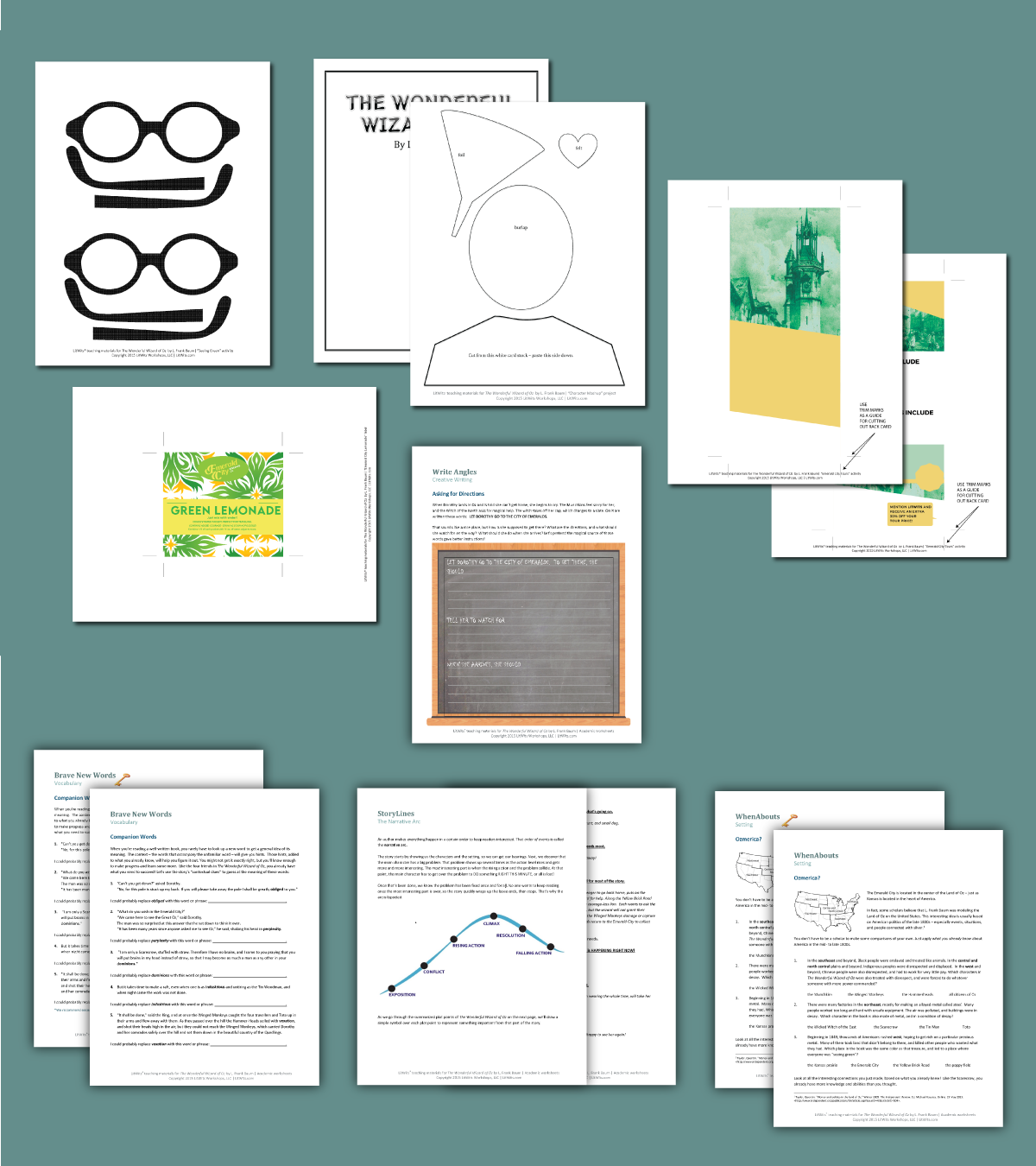 Preview of the LitWits Printables Set for THE WONDERFUL WIZARD OF OZ by L. Frank Baum