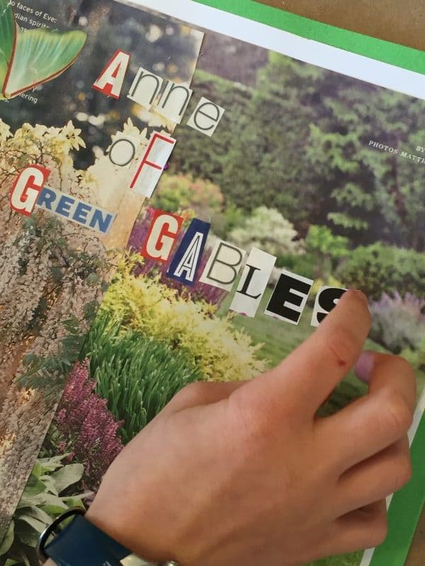 Making a collage of ANNE OF GREEN GABLES story elements  - a creative teaching idea from LitWits Workshops