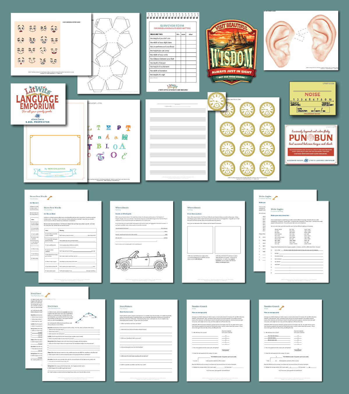 Preview of the LitWits Printables Set for THE PHANTOM TOLLBOOTH by Norton Juster