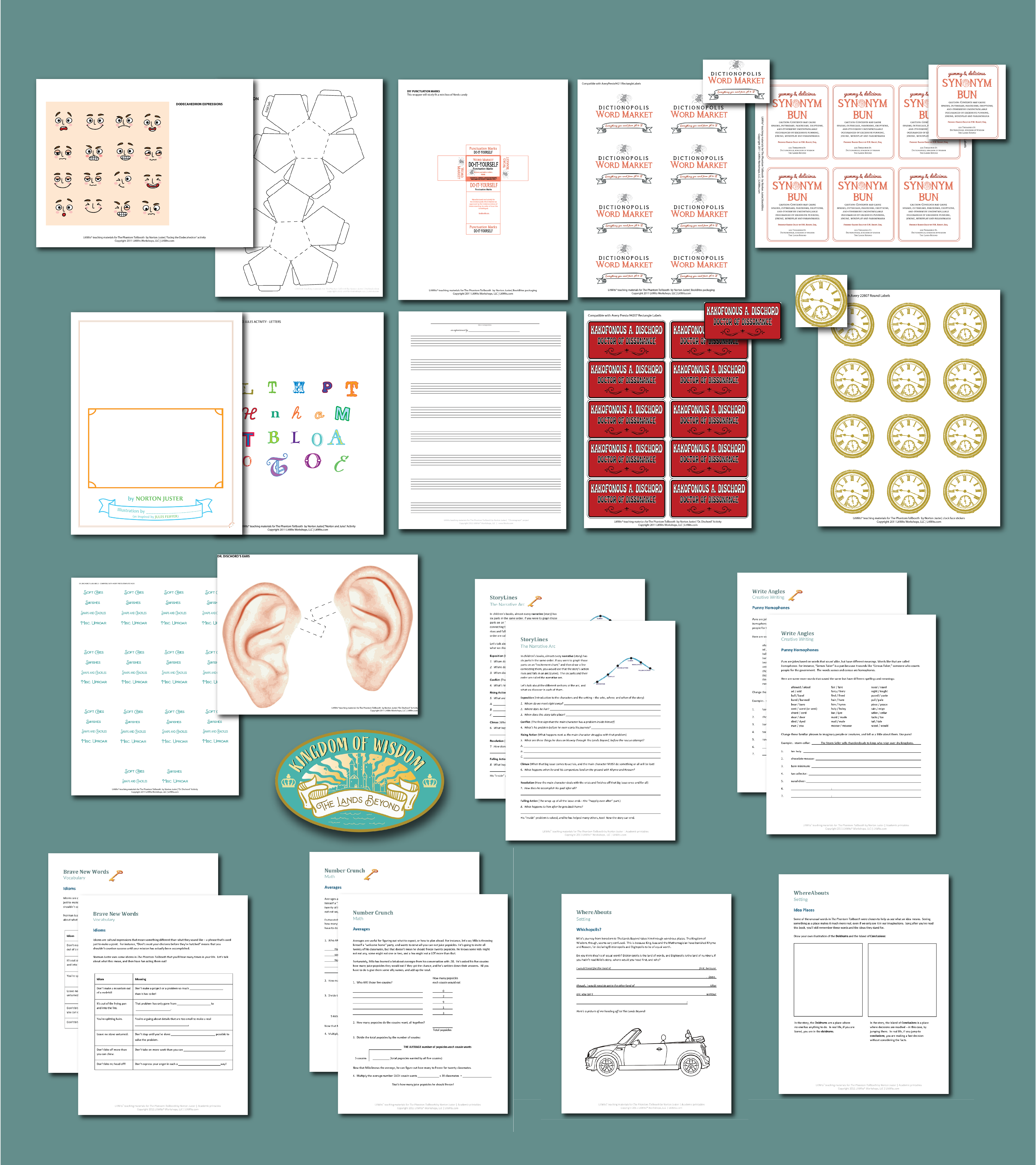 Preview of LitWits printables set for THE PHANTOM TOLLBOOTH by Norton Juster  - activity printables and worksheets 