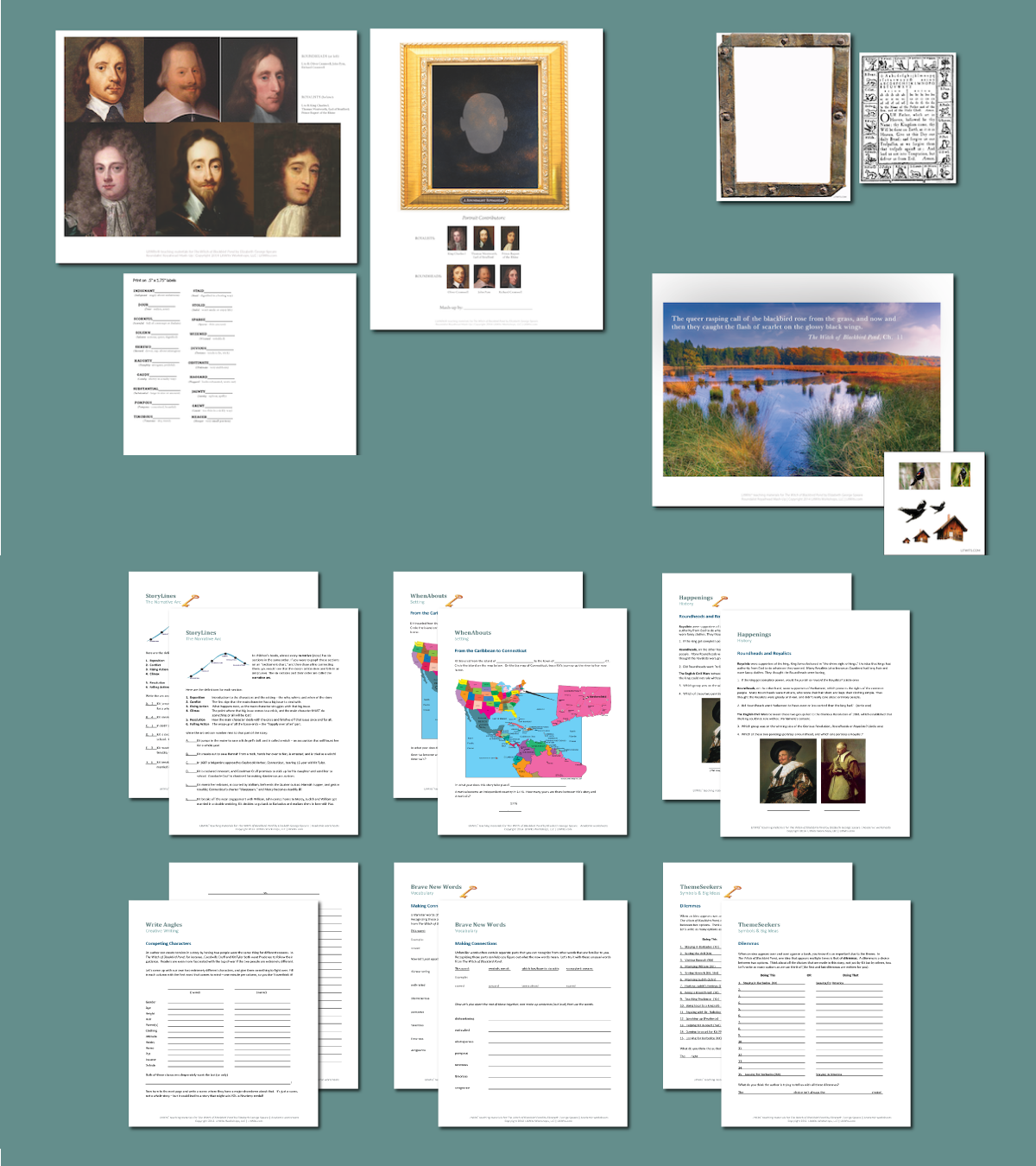 Preview of the LitWits Printables Set for THE WITCH OF BLACKBIRD POND by Elizabeth George Speare