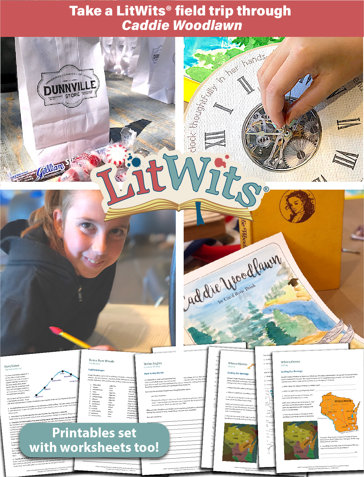 Images of kids having fun "doing" a great book, using LitWits creative teaching ideas and printables.
