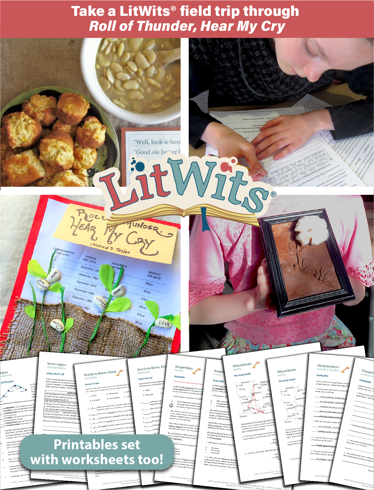 Images of kids having fun "doing" a great book, using LitWits creative teaching ideas and printables.