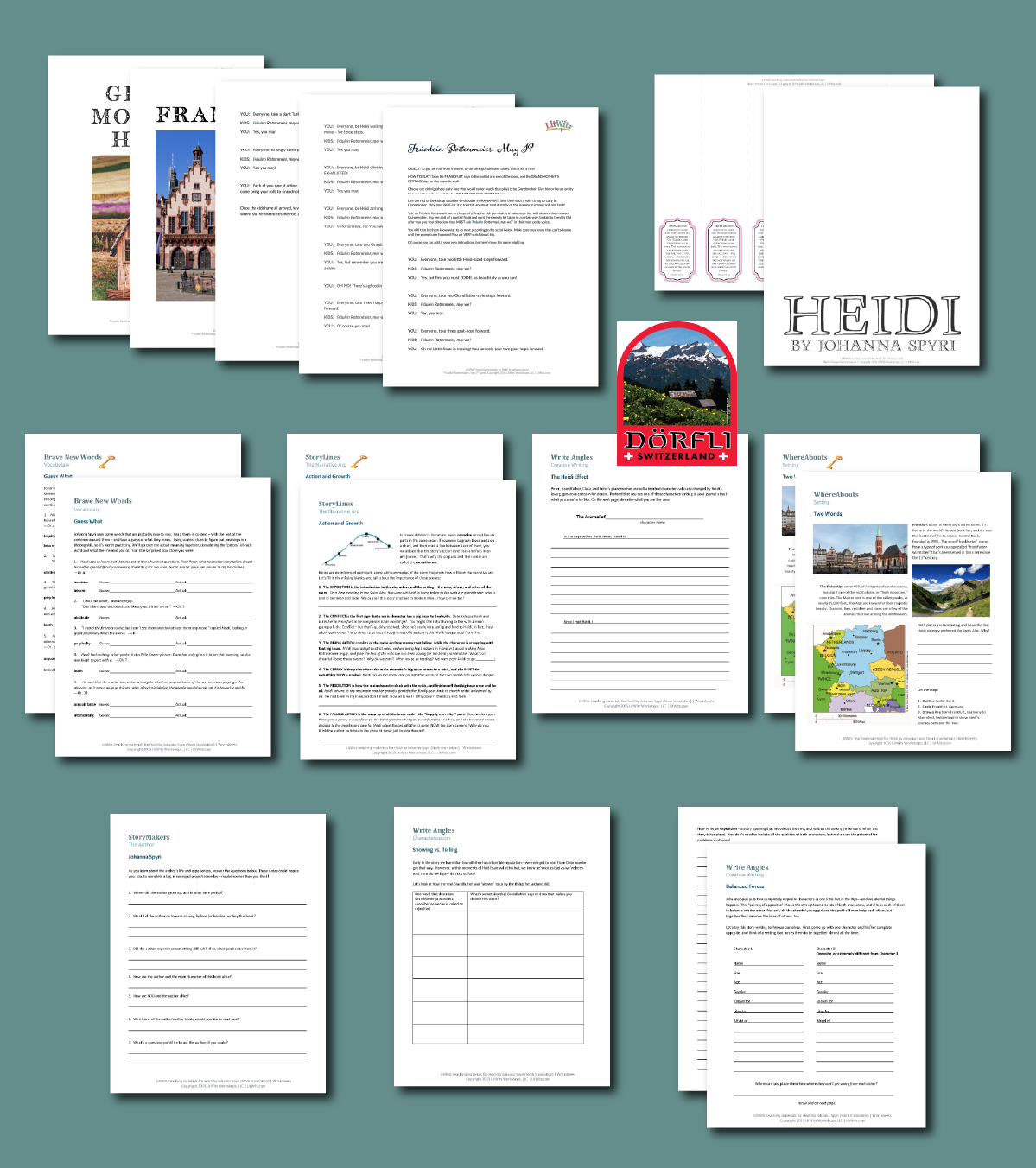 Preview of the LitWits Printables Set for HEIDI by Johanna Spyri